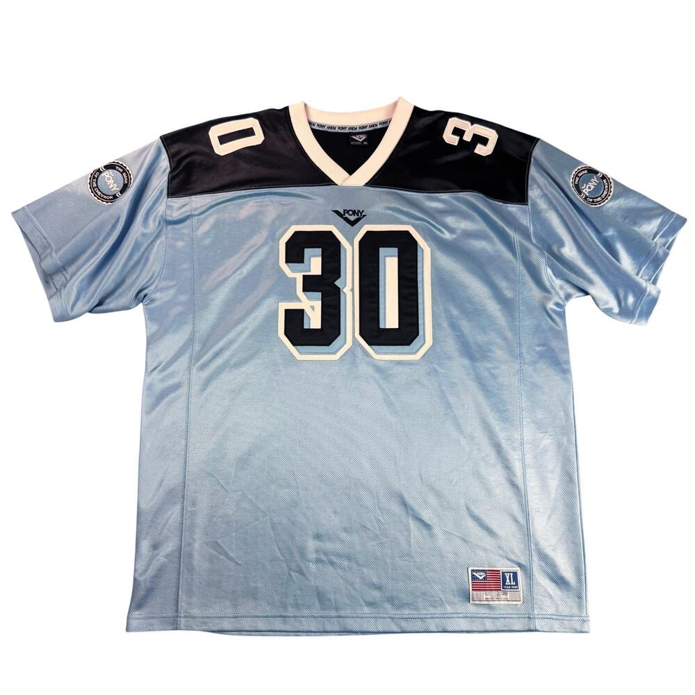 Vintage Pony Sports Apparel Mens XL Stitched Team PONY #30 Light Blue Jersey 80s
